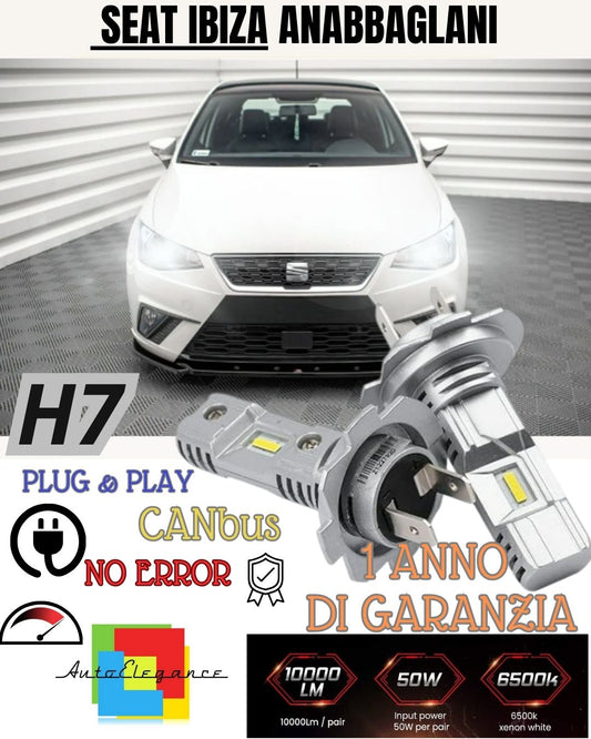 KIT LED H7 PER SEAT IBIZA MK5 V 6000K BIANCO 6000 LUMEN CANBUS ABBAGLIANTI