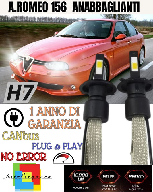 ALFA ROMEO 156 H7 6000K ICE WHITE NO ERROR LED LOW BEAM HEADLIGHTS KIT 