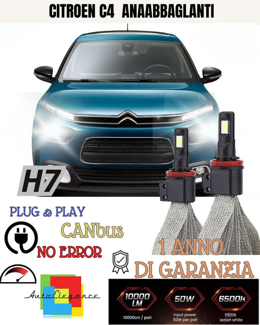 KIT LAMPADE H7 LED ANABBAGLIANTE CITROEN C4 CACTUS 6000K XENON BIANCO GHIACCIOKIT LAMPADE H7 LED ANABBAGLIANTE CITROEN C4 CACTUS 6000K XENON BIANCO GHIACCIO