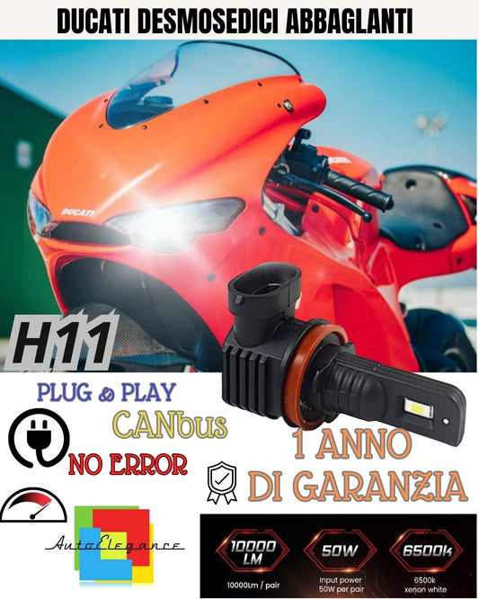 LAMPADA LED H11 6000K 3000 LUMEN CANBUS DUCATI DESMOSEDICI ABBAGLIANTE BIANCO