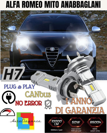 ALFA ROMEO MITO H7 LED KIT 6000K WHITE 6000 LUMEN CANBUS HIGH BEAM 
