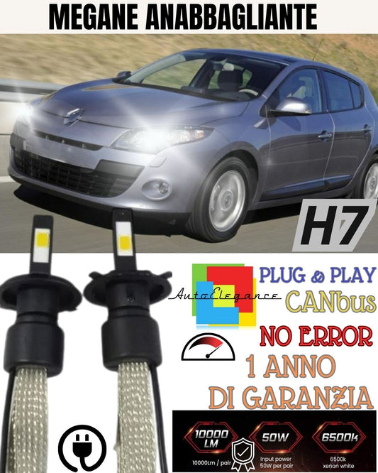 KIT LAMPADE ANABBAGLIANTI LED RENAULT MEGANE III SPORTOUR LAMPADE LED H7 6000K