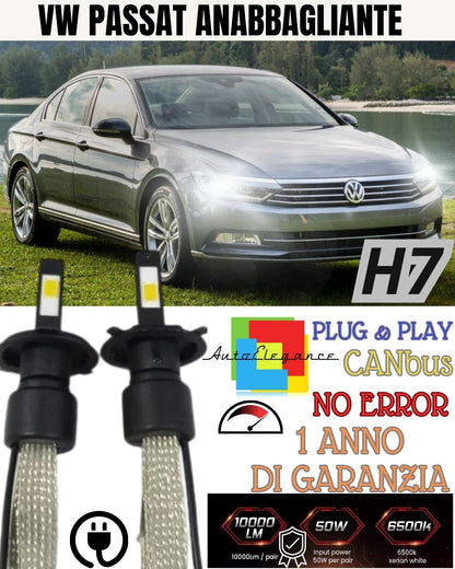 KIT H7 LED CANBUS LOW BEAM VW PASSAT B8 3G XENON 6000K 6400 LUMEN 