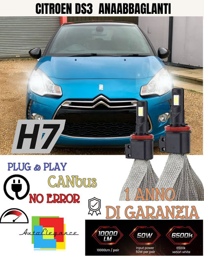 H7 LED LOW BEAM LAMP KIT CITROEN DS3 6000K NO ERROR WHITE