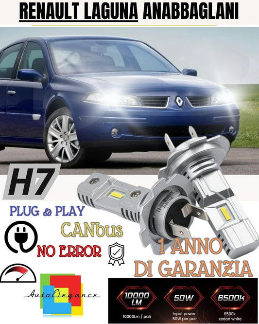 H7 LED KIT FOR RENAULT LAGUNA MK2 6000K WHITE 6000 LUMEN CANBUS LOW BEAM 
