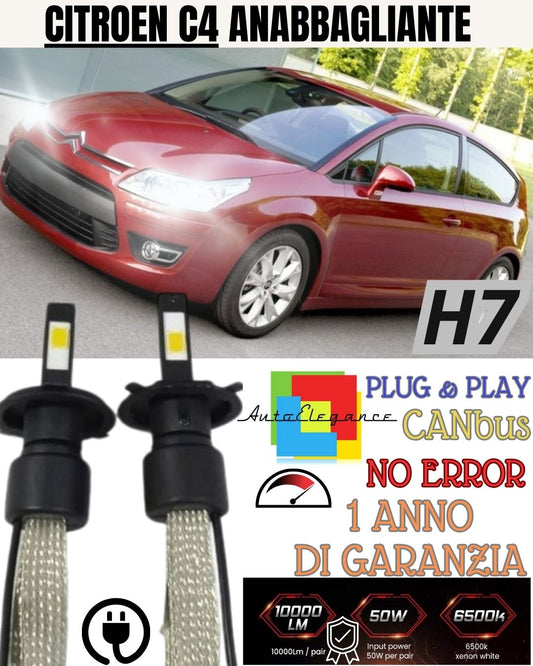 CITROEN C4 MK1 LED LOW BEAM LAMP KIT H7 6000K XENON WHITE NO ERROR 
