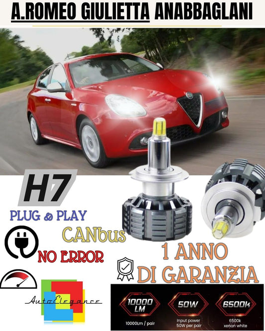 ALFA ROMEO GIULIETTA LED LOW BEAM HEADLIGHTS KIT LED H7 6000K WHITE NO ERROR 