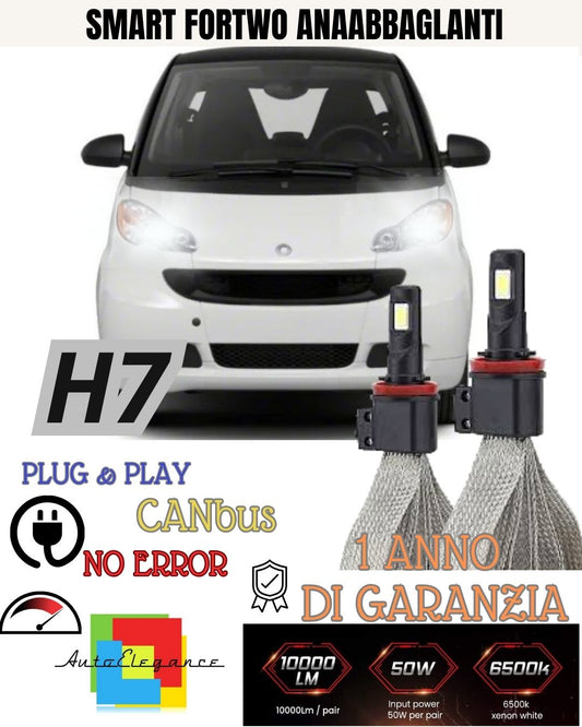 SMART FORTWO 451 LOW BEAM H7 LED LAMP KIT 6000K NO ERROR WHITE