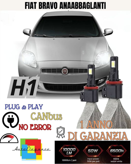 LED LOW BEAM LAMPS H1 FIAT BRAVO MK1 LIGHTS 6400LM QUICK START 60W