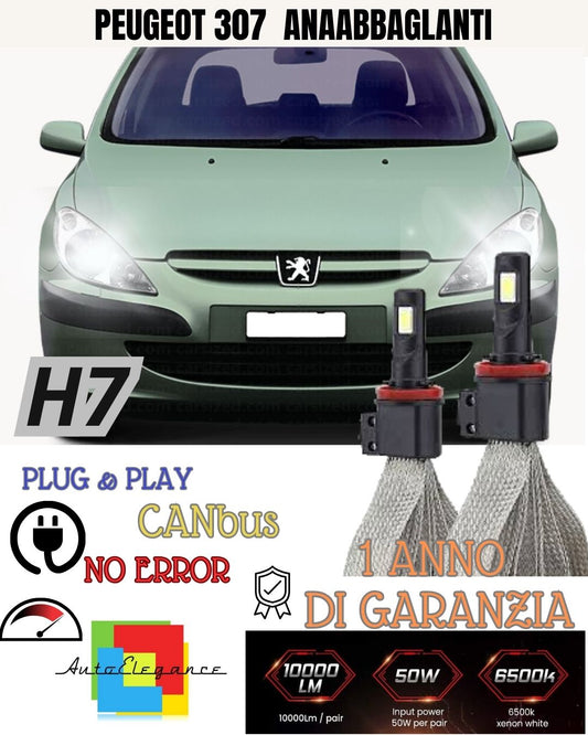 KIT LAMPADE H7 LED ANABBAGLIANTE PEUGEOT 307 CC 6000K XENON BIANCO