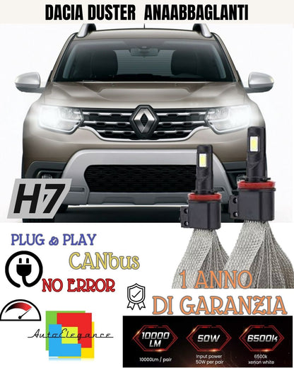 😍😍 KIT LAMPADE H7 LED ANABBAGLIANTE DACIA DUSTER 6000K XENON BIANCO 😍😍