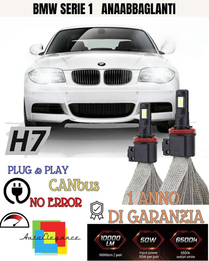 KIT LED H7 BMW SERIE 1 F20 6000K XENON NO AVARIA ANABBAGLIANTI 6400 LUMEN
