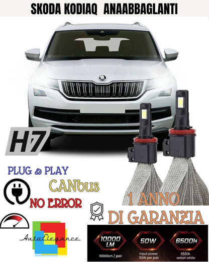 H7 LED LOW BEAM LAMP KIT SKODA KODIAQ 6000K XENON NO ERROR WHITE CANBUS