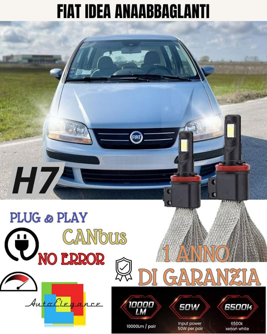 KIT H7 FULL LED FIAT IDEA ANABBAGLIANTI 6000K XENON CANBUS NO ERROR 6400 LUMEN