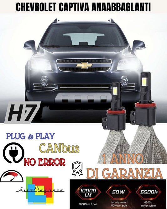 CHEVROLET CAPTIVA FULL LED KIT LED H7 6000K XENON WHITE NO FAILURE LOW BEAM