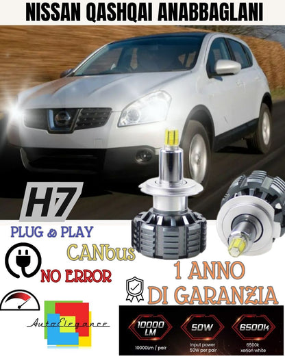 FULL LED H7 KIT FOR NISSAN QASHQAI J10 RESTYLING 6000K 9600 LUMEN + LAMPHOLDER 