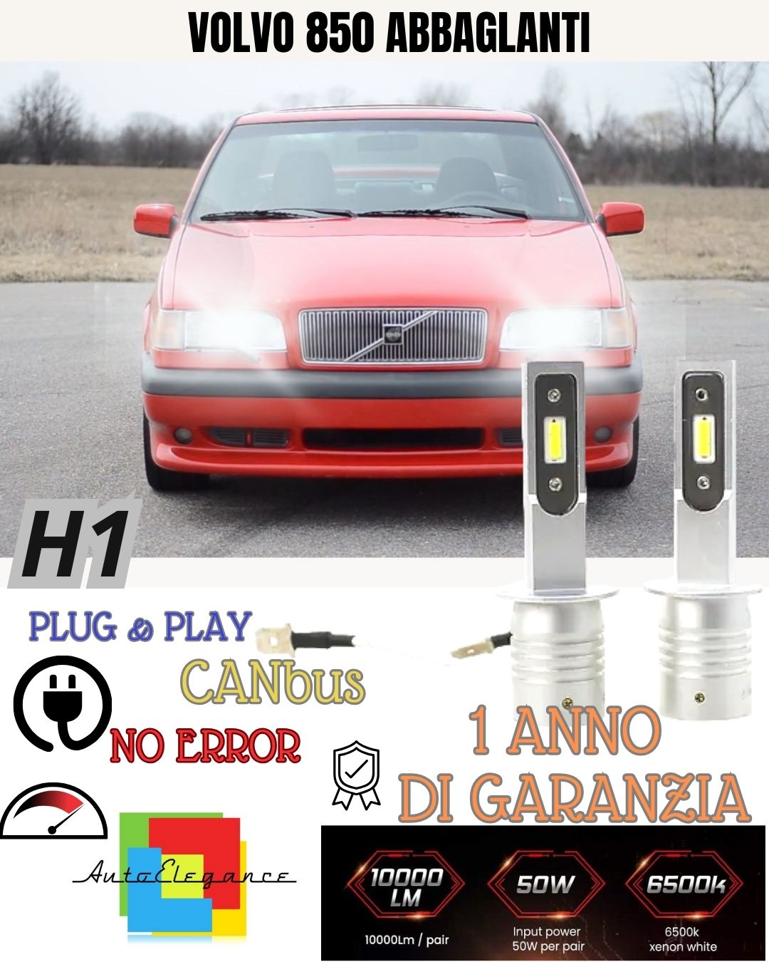 😍😍 VOLVO 850 H1 LED KIT 6000K WHITE NO FAILURE HIGH BEAM 10000 LUMEN 😍😍 