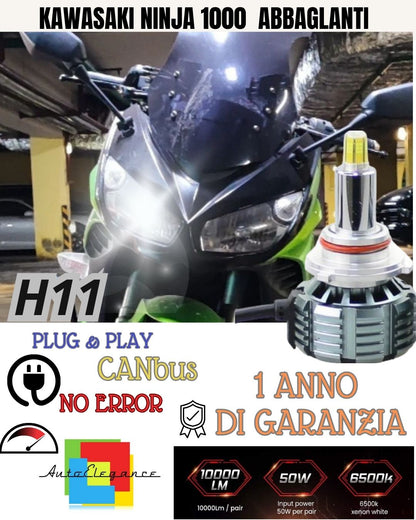 H11 LED LAMP 4800 LUMEN KAWASAKI NINJA 1000 ZX-10R 2008-2011 HIGH BEAM