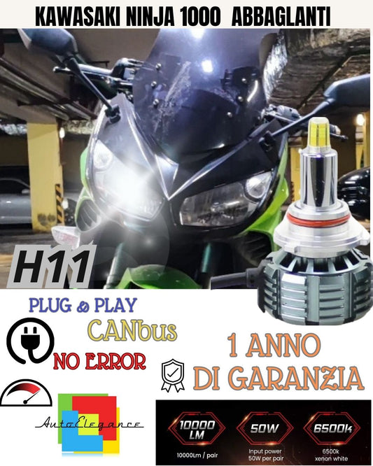 LAMPADA LED H11 4800 LUMEN KAWASAKI NINJA 1000 ZX-10R 2008-2011 ABBAGLIANTE