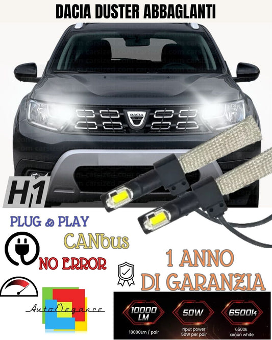 LED KIT H1 DACIA DUSTER MK2 6000K NO FAILURE HIGH BEAM 6400 LUMEN WHITE LIGHT