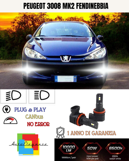💫KIT LED H11 PEUGEOT 3008 MK2 6000K BIANCO FENDINEBBIA 💫