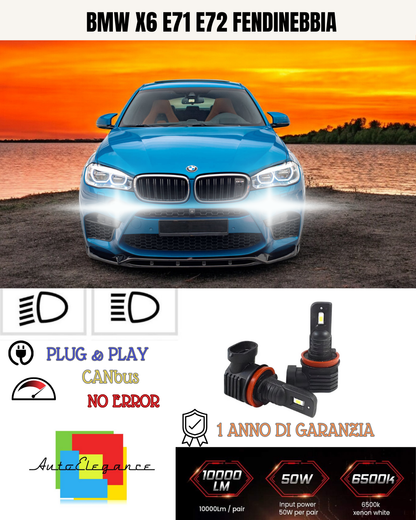 💫KIT LED H11 BMW X6 E71 E72 6000K BIANCO FENDINEBBIA 💫