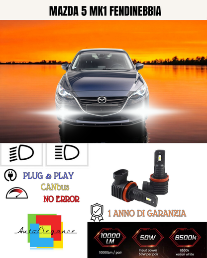 💫KIT LED H11 MAZDA 5 MK1  6000K BIANCO FENDINEBBIA 💫