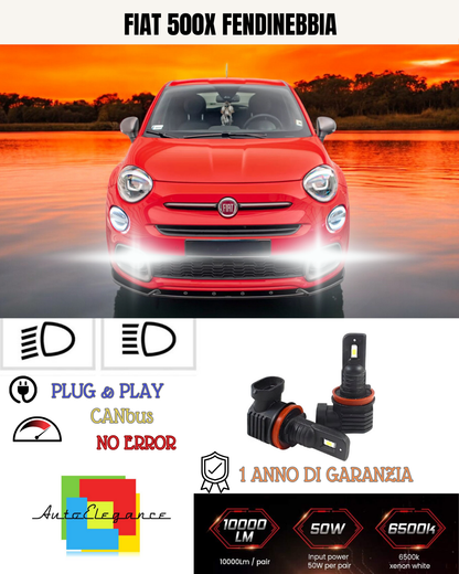 💫KIT LED H8 FIAT 500X 6000K BIANCO FENDINEBBIA 💫