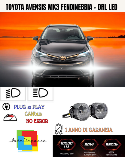 🔥SET PROIETTORI LED TOYOTA AVENSIS MK3 NERO FENDINEBBIA + DRL LED🔥