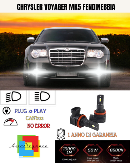 💫KIT LED H11 CHRYSLER VOYAGER MK5 6000K BIANCO FENDINEBBIA 💫