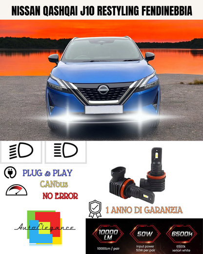 💫KIT LED H11 NISSAN QASHQAI J10 RESTYLING 6000K BIANCO FENDINEBBIA 💫