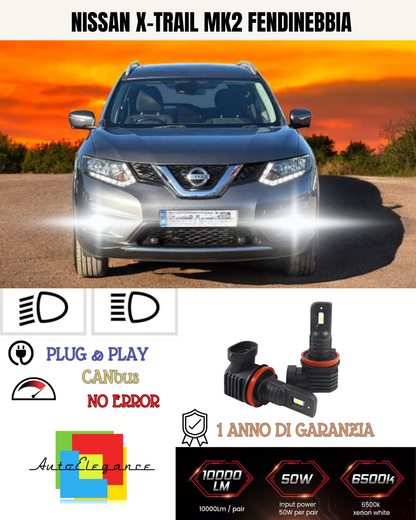 💫KIT LED H8 NISSAN X-TRAIL MK2 6000K BIANCO FENDINEBBIA 💫