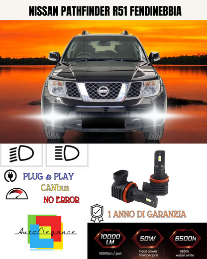 ⭐KIT LED H8 NISSAN PATHFINDER R51 6000K BIANCO FENDINEBBIA ⭐