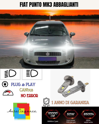 🔥KIT LED H1 FIAT PUNTO MK3 6000K BIANCO ABBAGLIANTI🔥