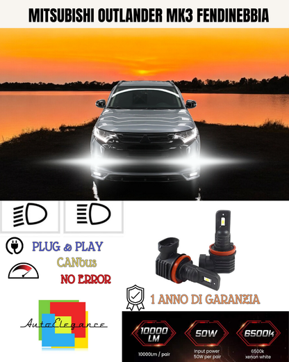 ⭐KIT LED H11 MITSUBISHI OUTLANDER MK3 6000K BIANCO FENDINEBBIA ⭐