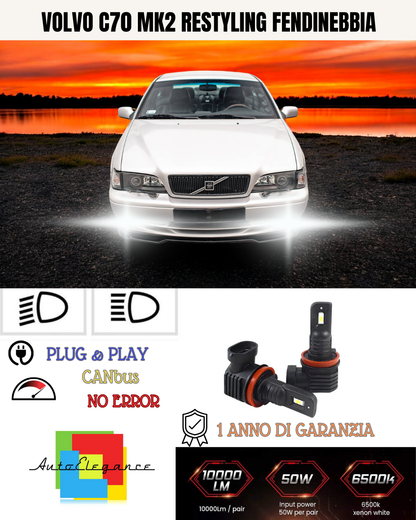 💫KIT LED H8 VOLVO C70 MK2 RESTYLING 6000K BIANCO FENDINEBBIA 💫