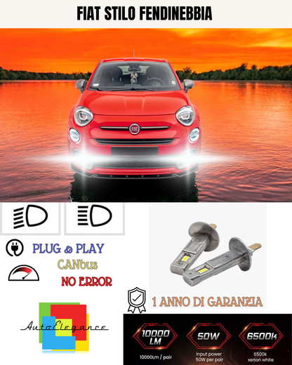 🔥KIT LED H1 FIAT STILO 6000K BIANCO FENDINEBBIA🔥