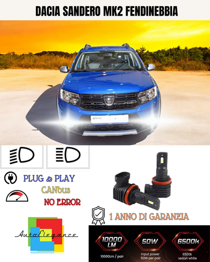 💫KIT LED H11 DACIA SANDERO MK2 6000K BIANCO FENDINEBBIA 💫