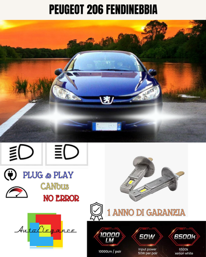 🔥KIT LED H1 PEUGEOT 206 6000K BIANCO FENDINEBBIA 🔥