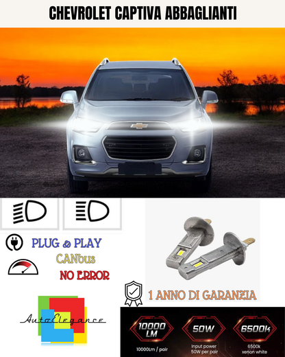 🔥KIT LED H1 CHEVROLET CAPTIVA 6000K BIANCO ABBAGLIANTI🔥