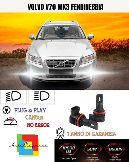 💫KIT LED H8 VOLVO V70 MK3 6000K BIANCO FENDINEBBIA 💫