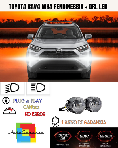 🔥SET PROIETTORI LED TOYOTA RAV4 MK4 RESTYLING NERO FENDINEBBIA + DRL LED🔥