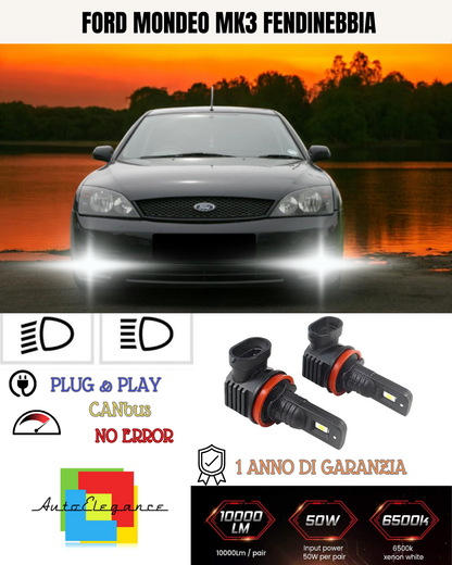 🔥KIT LED H11 FORD MONDEO MK3 6000K BIANCO FENDINEBBIA 🔥