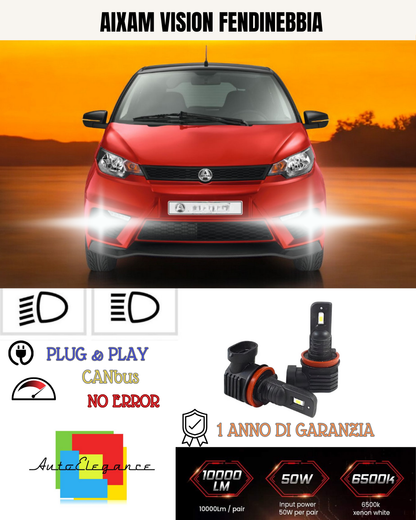 💫KIT LED H11 AIXAM VISION 6000K BIANCO FENDINEBBIA 💫