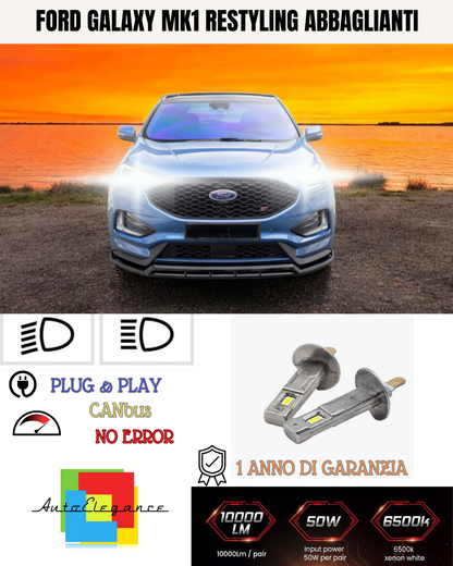 🔥KIT LED H1  FORD GALAXY MK1 RESTYLING 6000K BIANCO ABBAGLIANTI🔥