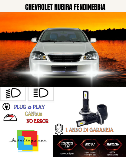 🔥KIT LED H27W / 2 CHEVROLET NUBIRA 6000K BIANCO FENDINEBBIA🔥
