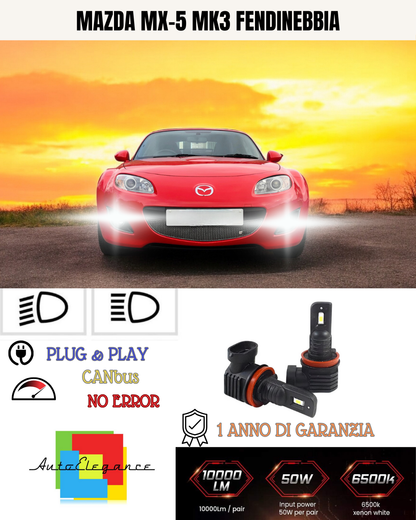 🔥KIT LED H11 MAZDA MX-5 MK3 6000K BIANCO FENDINEBBIA 🔥