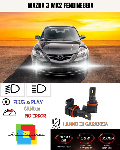 💫KIT LED H11 MAZDA 3 MK2 6000K BIANCO FENDINEBBIA 💫