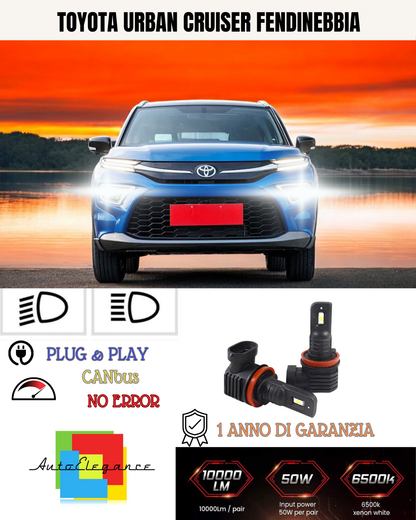 💫KIT LED H11 TOYOTA URBAN CRUISER 6000K BIANCO FENDINEBBIA 💫