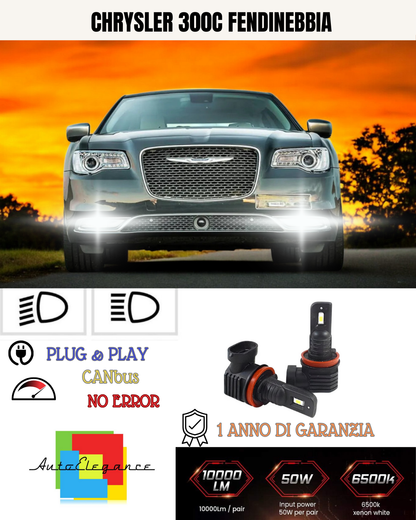 💫KIT LED H10 CHRYSLER 300C 6000K BIANCO FENDINEBBIA 💫